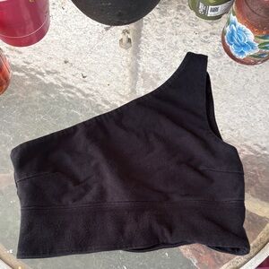Black One-Shoulder Crop Top